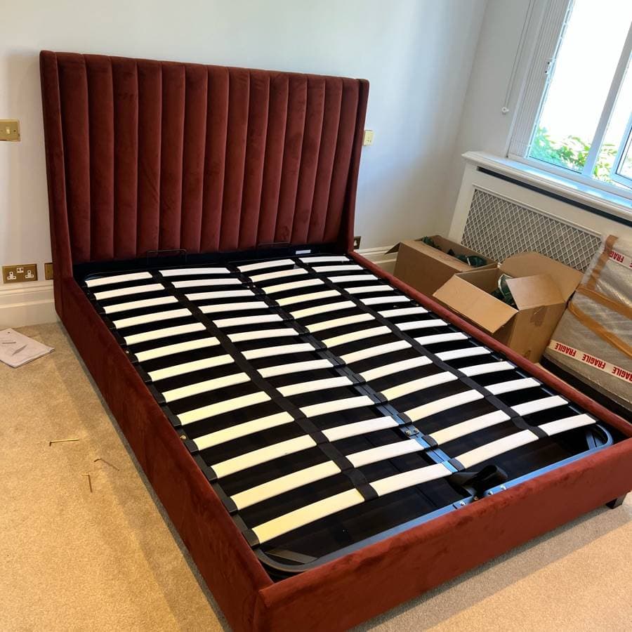 Velvet Upholstered Bed Assembly